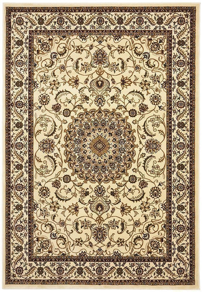 Sydney Collection Medallion Rug Ivory With Ivory Border