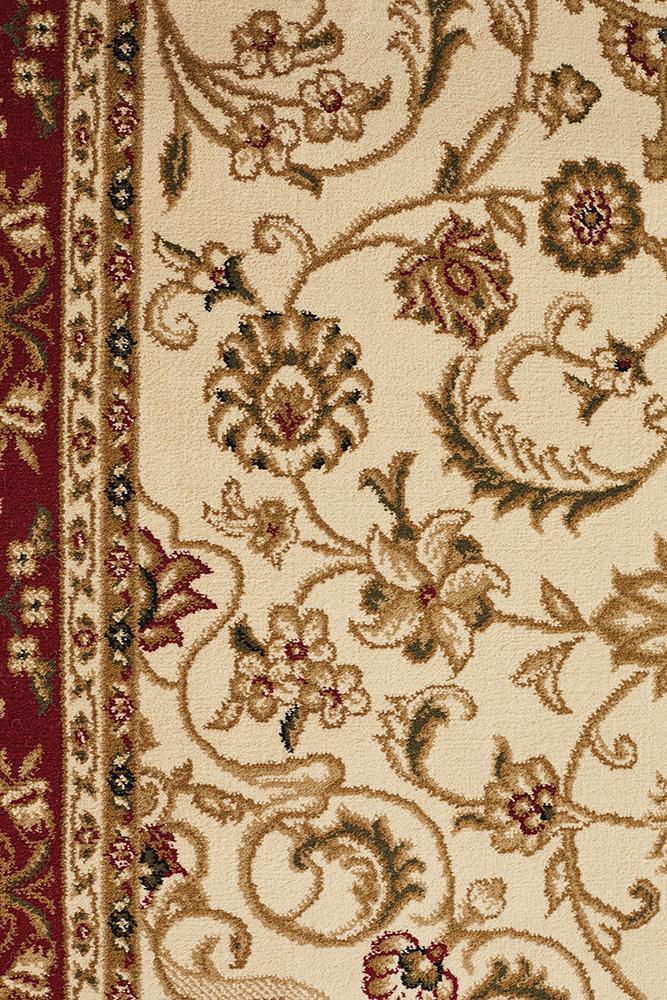 Sydney Collection Medallion Rug Ivory With Red Border