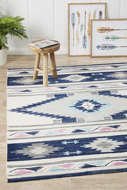 Zanzibar in White & Navy Rug